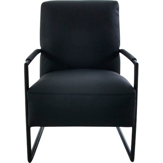 Cocktailsessel K+W KOMFORT & WOHNEN Sessel Gr. Leder Longlife BRONCO, B/H/T: 62 cm x 77 cm x 83 cm, schwarz (nero) Clubsessel Cocktailsessel mit bezogenen Armlehnen, Gestell in Metall Struktur