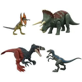 Mattel HJJ85 - Jurassic World - Roar Strikers - Dinosauerier Set inkl. 4 Dinos