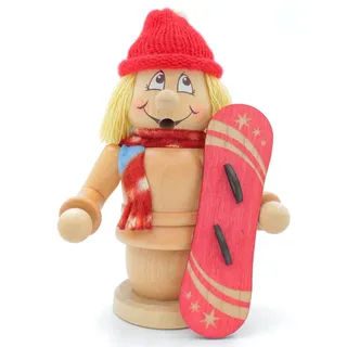 Kuhnert Erzgebirge - Wichtel Räuchermann,-figur,-männchen 15cm - Snowboarderin