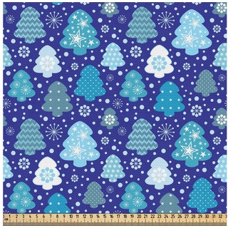 Abakuhaus Stoff Schön Gewebten Stoff für Polster und Wohnaccessoires, Winter Schneeflocken Weihnachtsbaum blau 145 cm x 100 cm