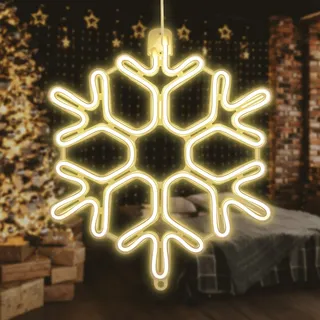 SALCAR 40cm LED Schneeflocke Neonlicht Weihnachtsbeleuchtung für Fenster | Schneeflocke deko zum Aufhängen, Kaltweiß, Weihnachtslicht, Timer & Memory-Funktion, Neonlicht-Kunst-Wanddeko für Innen Außen