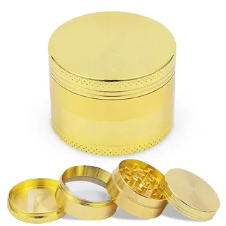 Grinder/Crusher | 4-teiliges Set aus hochwertigem Edelstahl | 50mm | Gewürze Tabakwaren Spices Kräuter (Gold)