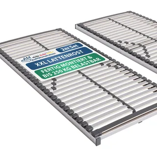 AM Qualitätsmatratzen Stabiler Lattenrost 90x190 bis 250kg 2er Set mit 30 Federleisten - Made in Germany - Stabiles Lattenrost für Übergewichtige - Bettrost XXL für schwere Matratzen fertig montiert