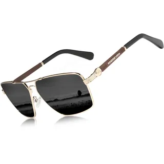 KINGSEVEN Sonnenbrillen Polarisierte Beschichtung Linse 2023 Auto Reset Framework Fahrbrillen für Männer/Frauen Oculos (Gold Braun Grau) - 60