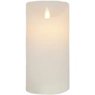 LED Echtwachskerze Weiß 6 Stunden Timerfunktion H 12 cm bewegliche Flamme