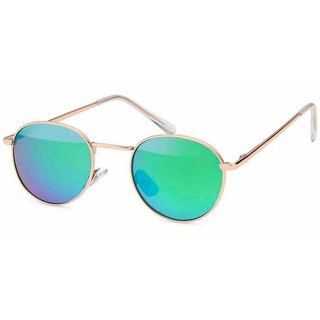 styleBREAKER Sonnenbrille Sonnenbrille Pantobrille rund (1-St) Verspiegelt blau|goldfarben|grün