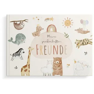 MeinBaby123 MeinBaby123® Freundebuch für Kinder, Freundschaftsbuch, Freundebuch Kindergarten, Freundebuch Schule, Freundebuch für Kinder, Freundschaftsalbum, Geschenk für Kinder - Boho Tiere Album (Boho)