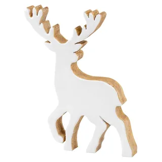 levandeo Deko Aufsteller Hirsch H21 cm Mango/Weiß/Natur/Braun