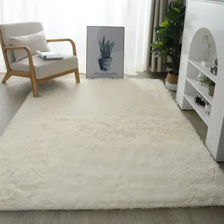 Lifup Teppich Shaggy Anti Rutsch Pflegeleicht, Rechteck Langflor Teppich für Wohnzimmer Schlafzimmer Kinderzimmer Beige 200 x 300 cm