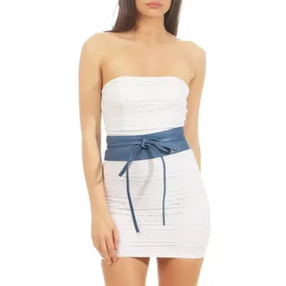 malito more than fashion Hüftgürtel malito Damen Taillengürtel, Echtleder Bindegürtel, breiter Wickelgür Bindegürtel zum Schnüren blau