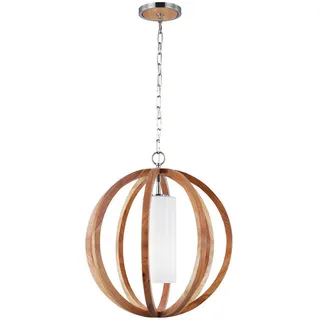 Elstead Lighting Hängeleuchte Allier, Eiche, Holz, Metall, Glas, Eiche, Kugel,Kugel, 71.8 cm, RoHS, Lampen & Leuchten, Innenbeleuchtung, Leuchten nach Räumen, Esstischlampen