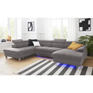 Cotta Wohnlandschaft Kunstleder U-Form 320 cm Grau
