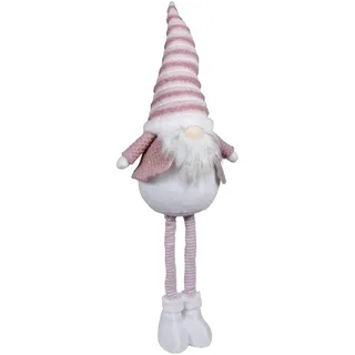 Christmas Paradise XL Weihnachtswichtel 55cm ausziehbar (70cm) Gnom Teleskopbeine rosa weiß