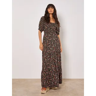 Maxikleid APRICOT "Geblümtes Paisley-Maxikleid", Damen, Gr. S (36), N-Gr, schwarz, gewebt, Obermaterial: 100% Viskose CV., geblümt, normal, Puffärmel, Kleider Maxikleid, mit elastischen Details