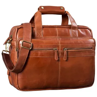 STILORD Laptoptasche "Explorer" Lehrertasche Leder Herren Damen 10 Fächer braun