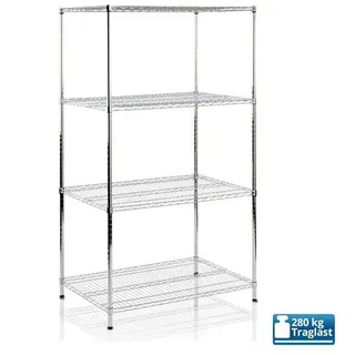 Mammut Metallregal Everest 90 x 45 x 200 cm Verchromt