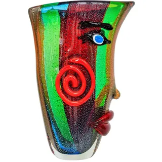 aubaho Glasvase Vase Gesicht Glas im Murano Antik Stil 38cm