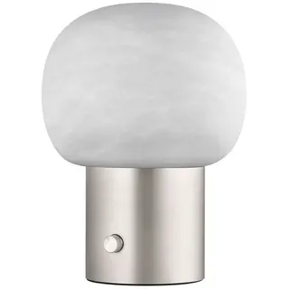 blomus Tischleuchte -IRIS- Größe H 32 cm, Ø 24 cm, Tischlampe Indoor, Leuchtmittel, warm, mix, cold, Wahl von drei Lichttönen, inkl. Ladestation silberfarben