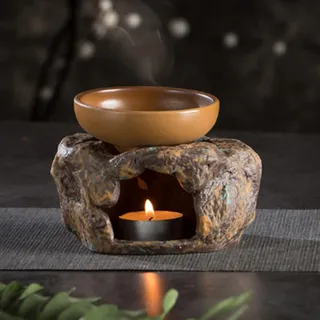 ZQJKL Duftlampe Keramik mit Kerzenhalter Duftlampe Teelicht Keramik Wachs Aromalampe Duftöl Teelichthalter Dekoration für Zuhause, aus Eisen, Aromatherapie-Lampe