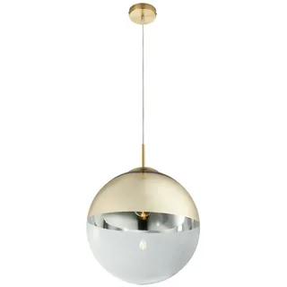 GLOBO LIGHTING LED Pendelleuchte, LED wechselbar, warmweiß, ausgefallene Glas-kugel für übern Esstisch & Treppenhaus Gold-en Ø33cm goldfarben