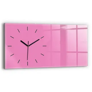 Tulup Wanduhr Glasuhr Rechteckige Wanduhr 60x30 cm Uhr aus Gehärtetem Glas rosa