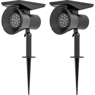 Solarleuchten, 2 Stück Solarlampen, Solar Gartenleuchte mit 2 Lichtfarben, Boden-/Wandmontage, IP54 Wasserdicht für Balkon, Terrasse, Schwarz