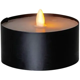 MARELIDA XXL LED Teelicht gelbe LED H: 7cm D: 10cm Batteriebetrieb Timer Outdoor schwarz