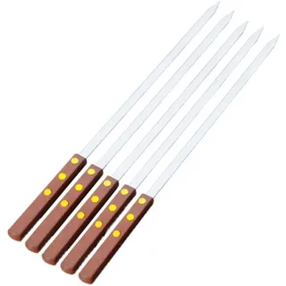 Grillutensilien, Grillspieße, extra lange 50-cm-Spieße aus Edelstahl mit Griff aus Massivholz, 8er-Set