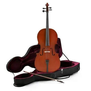 Gear4music Cello 1/4-Größe mit Bogen und Koffer, Kinder 5-7 Jahre | Komplettes Cello-Set für 5-7 Jahre, Leichte Fichtendecke und Lindenholzkorpus, Massiver Ahornsteg, Bogen Inklusive