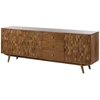 Massivmoebel24 Sideboard 210 x 75 x 42 cm Akazie natur lackiert / Beige