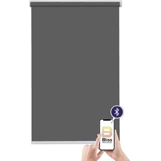 Elektrisches Rollo Akkurollo Upcycling appgesteuert, blickdicht, Sunlines, sunlines, blickdicht, ohne Bohren, verschraubt, appgesteuert via Bluetooth grau 60 cm x 220 cm