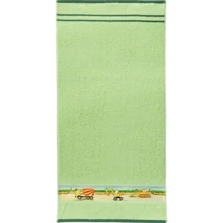 Erwin Müller Kinder-Badetuch, Duschtuch Frottier Traktor, Bagger grün Größe 70x140 cm - 100% Baumwolle, mit Webbordüre