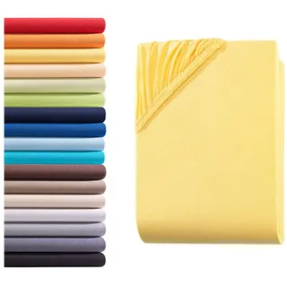 Hometex Premium Textiles Kinder Jersey Spannbettlaken Spannbetttuch 60 x 120 cm - 70 x 140 cm, Baby Bett Bettlaken aus Jersey 100% Baumwolle, Oeko-TEX Made IN Green, Maisgelb