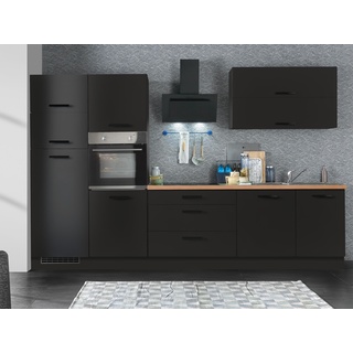 Menke Küchenblock »Lavia«, 320 cm (Frei Bordstein, schwarz matt, mit Geschirrspüler)