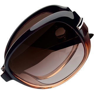 Joopin Faltbare Sonnenbrille Damen Polarisiert und Große Brille Braun UV400 Schutz Übergroß Klassische Faltbrille Vintage (Retro Farbverlauf Braun) - Einheitsgröße