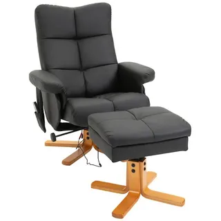 HOMCOM Massagesessel Fernsehsessel mit Fußhocker, aus Kunstleder (2-St) schwarz