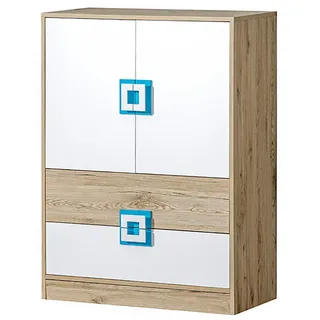 Feldmann-Wohnen Kommode, Hellbraun, Türkis, Holzwerkstoff, 80x110x40 cm, Wohnzimmer, Kommoden & Sideboards, Kommoden