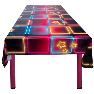 Boland 00763 - Tischdecke Disco, Größe 130 x 180 cm, Disco Fever, 70er Jahre, Tischtuch, Dekoration, Partygeschirr, Partyzubehör, Geburtstag, Birthday, Party, Mottoparty, Karneval