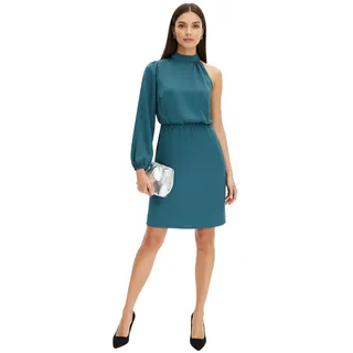 Stilvolles Damen One-Shoulder-Kleid aus glänzendem Satin Midi-Kleid 925469 Grün - 42