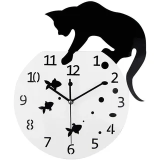 Ccykxa Wanduhr „freche Katze“ – Geräuschlos, Moderne Acryl-quarz-wanduhr Für Wohnzimmer, Schlafzimmer, Büro, Café Oder Bar