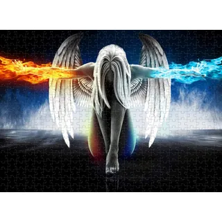 Holzpuzzle 5000 Teile Ice Fire Angel Herausforderndes Puzzle