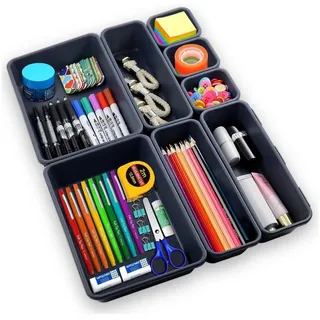 luxuskollektion Aufbewahrungsbox 8er Set grau