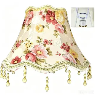 Lampenschirm Retro mit Fransen e27, Antike Lampenschirme, 26x27x13 Nostalgische Lampenschirme, Vintage Lampenschirm Stoff für Tischlampen, Stehlampen, Wandlampen,Lampenschirmabdeckung (Rosa)