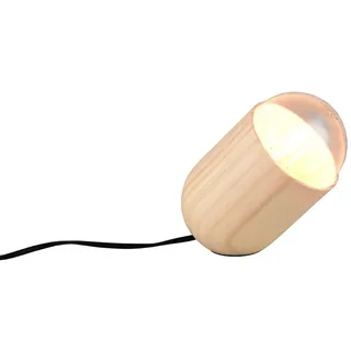 Reality Leuchten LED Nachttischlampe, Dimmfunktion, LED wechselbar, warmweiß, Holz-lampe klein-e besondere Tischlampe skandinavisch, Höhe 13,5cm braun