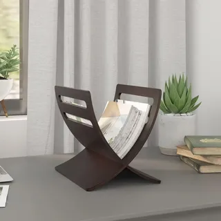 Gecheer Zeitschriftenständer Zeitungsständer Ständer Zeitungshalter Prospektständer Magazinständer Holzständer Holz Freistehend Braun