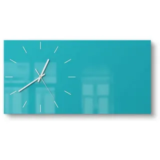 DEQORI Wanduhr 'Unifarben - Türkis' (Glas Glasuhr modern Wand Uhr Design Küchenuhr) grün 60 cm x 30 cm