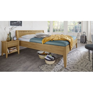 Bett aus Wildeiche natur in Komforthöhe 180x200 cm - Lancy