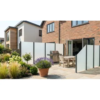 Glas Sichtschutzelement San Antonio 51,5 x 180 cm – Sichtschutzwand aus Glas, Satinato – rechteckiges Element – für Garten Windschutz & Trennwand