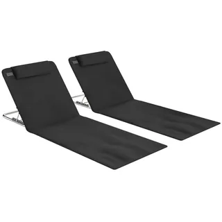 Outsunny Höhenverstellbare Strandliege 134 x 48 x 33-43 cm Schwarz