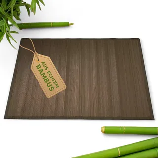 Japanwelt Rutschfester Bambus-Teppich I Wasserabweisende Bambusmatte, Badematte Duschmatte Bad-Vorleger Matte, Holzteppich Läufer aus Bambus für Küche, Flur, Bad & Wohnzimmer (Braun, 50 x 70 cm)